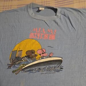 Vintage 1985 Miami Mice Boat Miami Vice Parody Cartoon Graphic T Shirt 80s